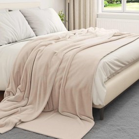 vidaXL Κουβέρτα Μπεζ 220 x 240 cm Μαλλί