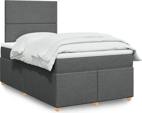 vidaXL Κρεβάτι Boxspring με Στρώμα Σκούρο Γκρι 120x190 εκ Υφασμάτινο