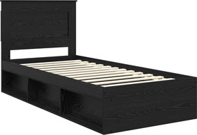 vidaXL Σκελετός Κρεβατιού Μαύρη Δρυς 75 x 190 cm Επεξεργασμένο Ξύλο