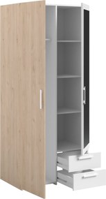 Ντουλάπα Dorm δίφυλλη με καθρέπτη-Φυσικό - Λευκό