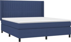 vidaXL Κρεβάτι Boxspring με Στρώμα &amp; LED Μπλε 160x200 εκ. Υφασμάτινο