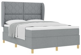 vidaXL Κρεβάτι με Στρώμα Φωτεινό Γκρι 140x200 εκ Υφασμάτινο
