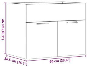 Ντουλάπι Νιπτήρα Γκρι Σκυροδέματος 60x38,5x46 εκ. Επεξ. Ξύλο - Γκρι