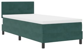 vidaXL Κρεβάτι Box Spring με Στρώμα Σκούρο Πράσινο 100x200 εκ. Βελούδο