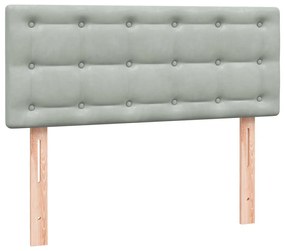 vidaXL Κρεβάτι Boxspring με Στρώμα Ανοιχτό Γκρι 120x220 εκ. Βελούδινο