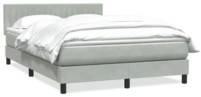 vidaXL Κρεβάτι Boxspring με Στρώμα Ανοιχτό Γκρι 140x210 εκ. Βελούδινο