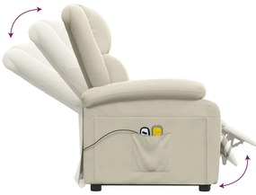 vidaXL Πολυθρόνα Μασάζ με Ανύψωση Κρεμ Βελούδινη