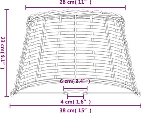vidaXL Καπέλο Φωτιστικού Λευκό Ø38x23 εκ. από Wicker