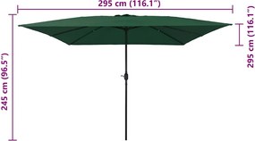 vidaXL Ομπρέλα Κήπου Πράσινο 295 x 295 x 245 εκ