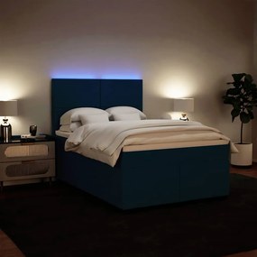 vidaXL Κρεβάτι Boxspring με Στρώμα Μπλε 160x200 εκ. Βελούδινο