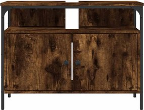 vidaXL Ντουλάπι Νιπτήρα Μπάνιου Καπνιστή Δρυς 80x30x60 εκ. Επεξ. Ξύλο