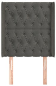 Κεφαλάρι με Πτερύγια Σκούρο Γκρι 83x16x118/128εκ.Βελούδινο 3119947