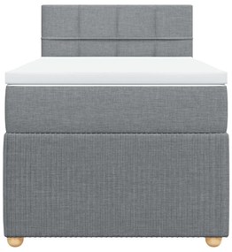 vidaXL Κρεβάτι Boxspring με Στρώμα Ανοιχτό Γκρι 80x200 εκ. Υφασμάτινο