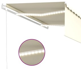 vidaXL Τέντα Αυτόματη με Σκίαστρο/LED/Αισθητήρα Ανέμου Κρεμ 4x3 μ.