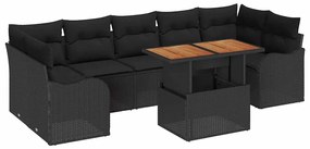 vidaXL Σετ Καναπέ Κήπου με αποθήκευση 8 pcs Μαύρο Πολυ ράταν