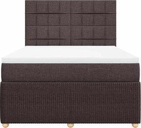 vidaXL Κρεβάτι Boxspring με Στρώμα Σκούρο Καφέ 140x200 εκ Υφασμάτινο