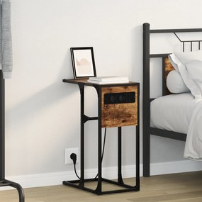 vidaXL Κομοδίνο Καπνιστή δρυς 41.5 x 26 x 60.5 εκ Επεξεργασμένο ξύλο
