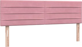 vidaXL Box Spring κρεβάτι με στρώμα ροζ 140x220 cm Βελούδινο