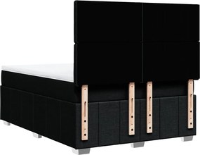 vidaXL Κρεβάτι Boxspring με Στρώμα Μαύρο 140x200 εκ. Υφασμάτινο