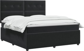 vidaXL Κρεβάτι box spring με στρώμα Μαύρο 140 x 200 cm Βελούδο
