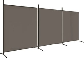 vidaXL Διαχωριστικό Δωματίου με 3 Πάνελ Ανθρακί 525x180 εκ. από Ύφασμα