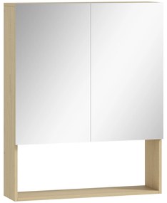 Ντουλάπι μπάνιου, πόρτες καθρέφτη, ανοιχτό ράφι, επιτοίχιο, MDF, μοριοσανίδα, δρυς