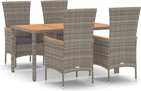 vidaXL Σετ Τραπεζαρίας Κήπου 5 τεμ. Γκρι Συνθ. Ρατάν με Μαξιλάρια