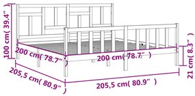 ΠΛΑΙΣΙΟ ΚΡΕΒΑΤΙΟΥ ΜΕ ΚΕΦΑΛΑΡΙ ΓΚΡΙ 200X200 ΕΚ. ΜΑΣΙΦ ΞΥΛΟ 3193163