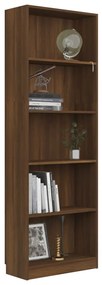 vidaXL Βιβλιοθήκη με 5 Ράφια Καφέ Δρυς 60x24x175 εκ. Επεξεργ. Ξύλο