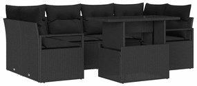 vidaXL Σετ Καναπέ Κήπου με αποθήκευση 7 pcs Μαύρο Πολυ ράταν