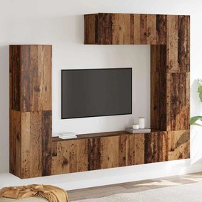 vidaXL Σετ επίπλου τηλεόρασης 7 pcs Παλαιό ξύλο 80 x 30 x 30 εκ