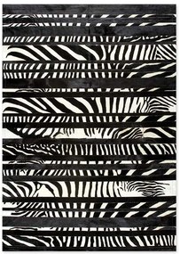 Δερμάτινο Χειροποίητο Χαλί Skin Stripes Black-Zebra
