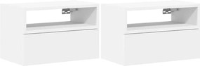 vidaXL Κομοδίνα Επιτοίχια 2 τεμ. Λευκά 45x26x28,5 εκ.