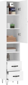 vidaXL Ντουλάπι Λευκό 34,5 x 34 x 180 εκ. από Επεξεργασμένο Ξύλο