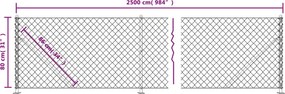 vidaXL Συρματόπλεγμα Περίφραξης Πράσινο 0,8 x 25 μ. με Βάσεις Φλάντζα