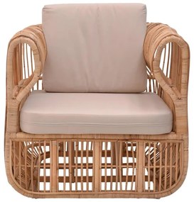 Καρέκλα - Πολυθρόνα Fajole rattan pe σε φυσική απόχρωση με μπεζ μαξιλάρι 86x86x66 εκ. 86x86x66 εκ.