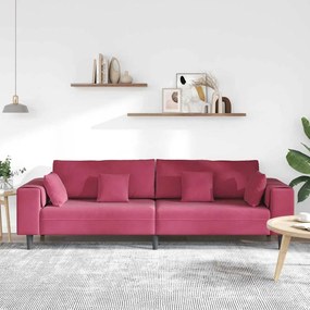 vidaXL Βελούδινος καναπές με μαξιλάρι Κόκκινο 208 εκ. Βελούδο