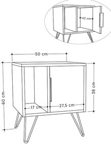 Κομοδίνο Glynn Megapap χρώμα λευκό 50,2x44,6x60εκ.