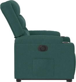vidaXL Πολυθρόνα Ηλεκ. Ανακλ. Ανύψωση Σκ. Πράσινο Υφασμάτινη