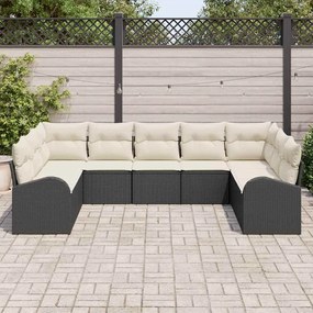 vidaXL Σετ Καναπέ Κήπου 9 pcs Μαύρο Πολυ ράταν