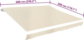 vidaXL Ανταλλακτικό Ύφασμα Τέντας Κρεμ 580x295 εκ. Πολυεστέρας