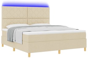 vidaXL Κρεβάτι με Βοηθητική Στρώση και Στρώμα & LED Κρεμ 180x200 εκ. Ύφασμα