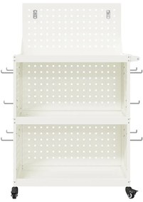 vidaXL Καρότσι εργαλείων με ράφι Λευκό 65 x 35 x 111 εκ Κρύα χάλυβας