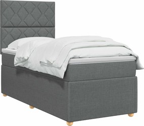 vidaXL Κρεβάτι box spring με στρώμα Σκούρο Γκρι 90 x 200 cm Ύφασμα