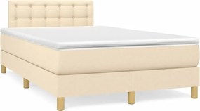vidaXL Κρεβάτι Boxspring με Στρώμα Κρεμ 120x190 εκ. Υφασμάτινο