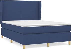 vidaXL Κρεβάτι Boxspring με Στρώμα Μπλε 140x200 εκ. Υφασμάτινο