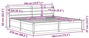 ΠΛΑΙΣΙΟ ΚΡΕΒΑΤΙΟΥ ΜΕ ΚΕΦΑΛΑΡΙ 180X200 ΕΚ ΜΑΣΙΦ ΞΥΛΟ ΠΕΥΚΟΥ 3307076