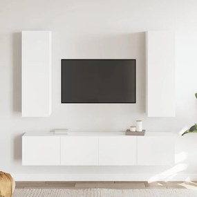 vidaXL Έπιπλο Τηλεόρασης 4 Τεμαχίων Λευκό από Επεξ. Ξύλο