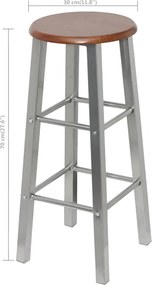 vidaXL Σκαμπό Μπαρ 4 τεμ. Ασημί / Καφέ από MDF