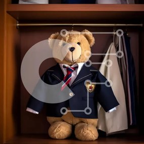 Intra Συλλεκτικό Ξύλινο Παζλ Plywood 4mm - Αρκουδάκι με κοστούμι σε ξύλινα ράφια Σε Ξύλινο Κουτί - Διαστάσεις: 10x10 cm – 25 κομμάτια